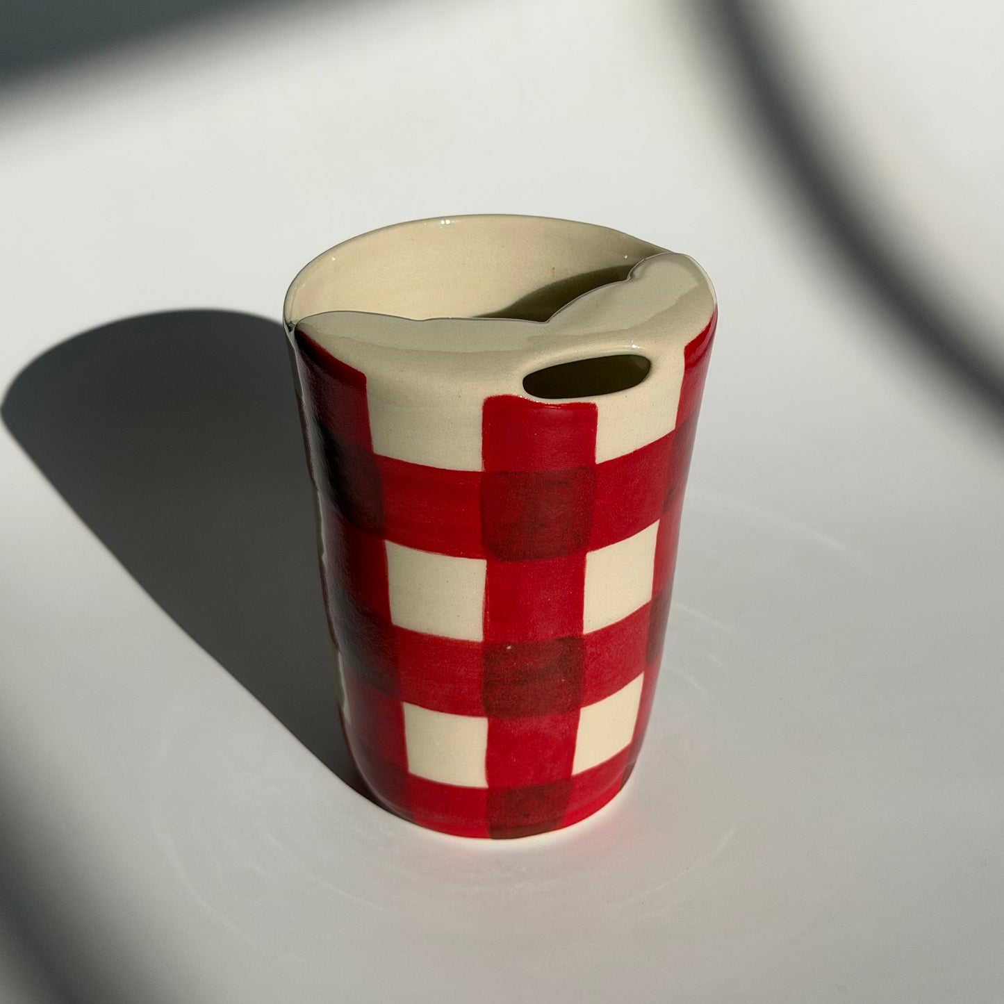 red gingham to-go cup no.1