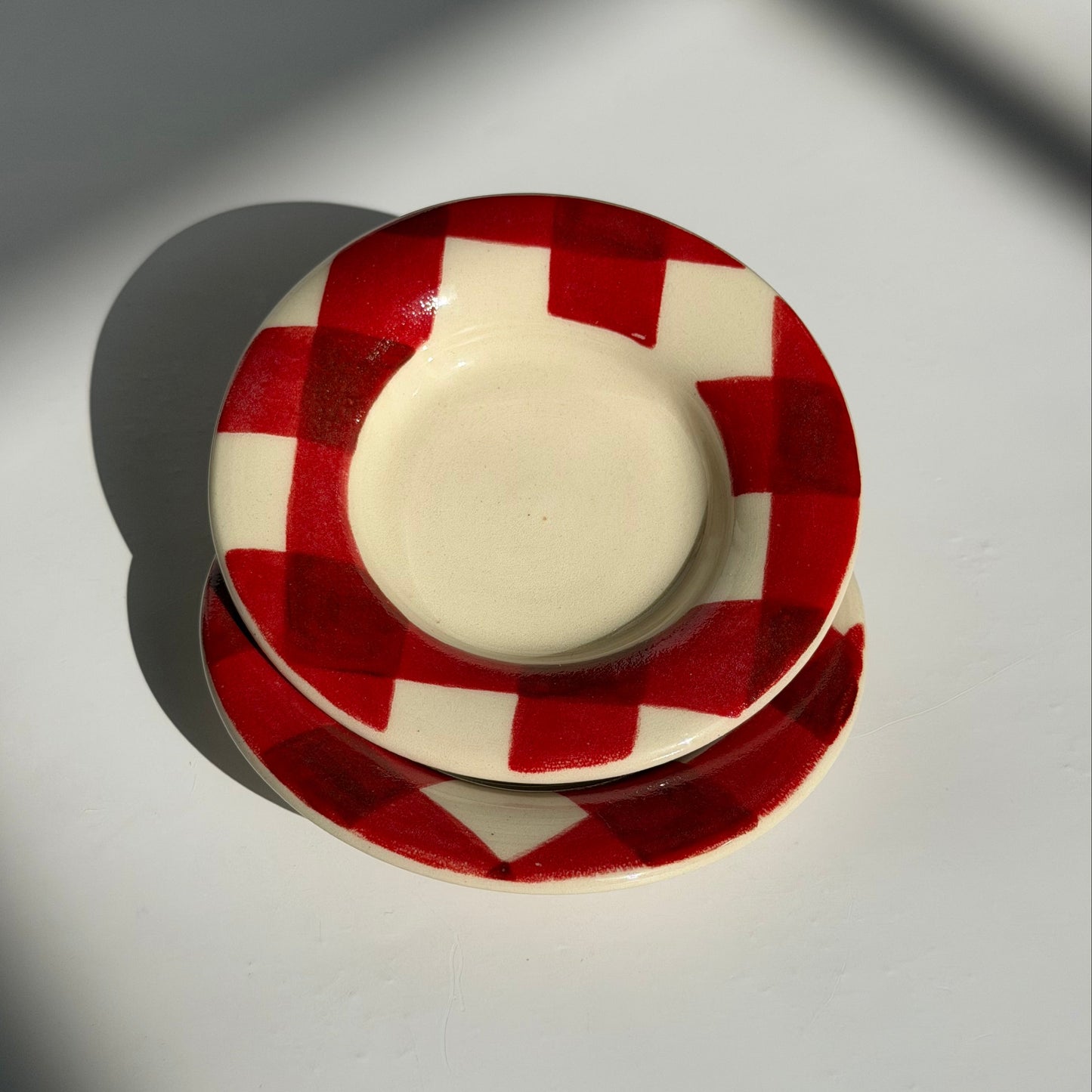red gingham trinket dish