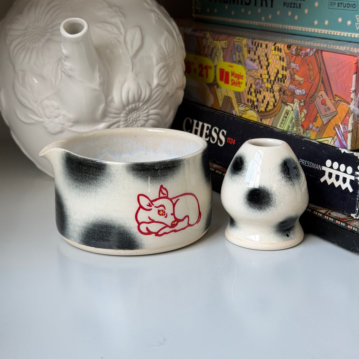 polka dot fawn matcha set