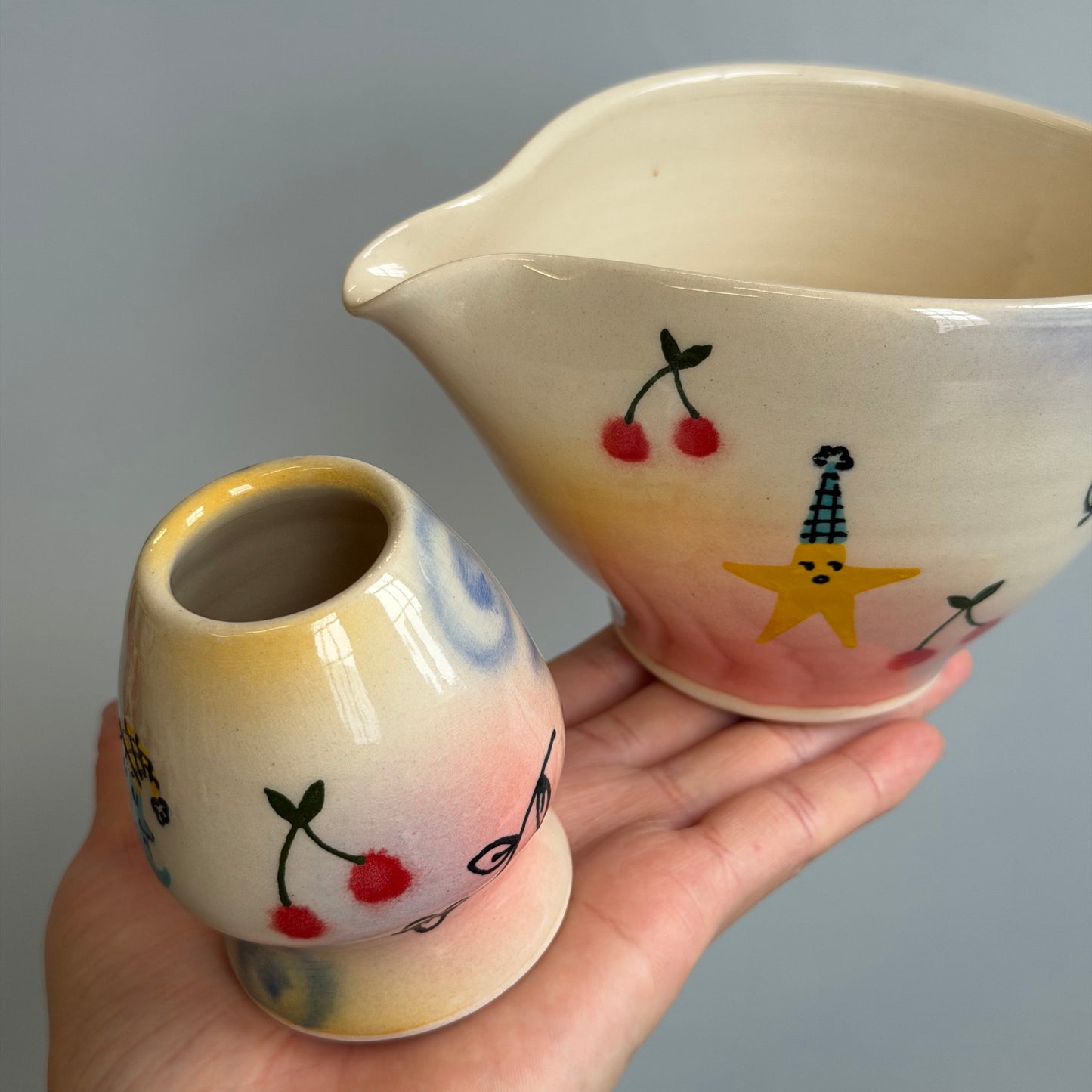 dreamy scene matcha bowl + whisk holder set