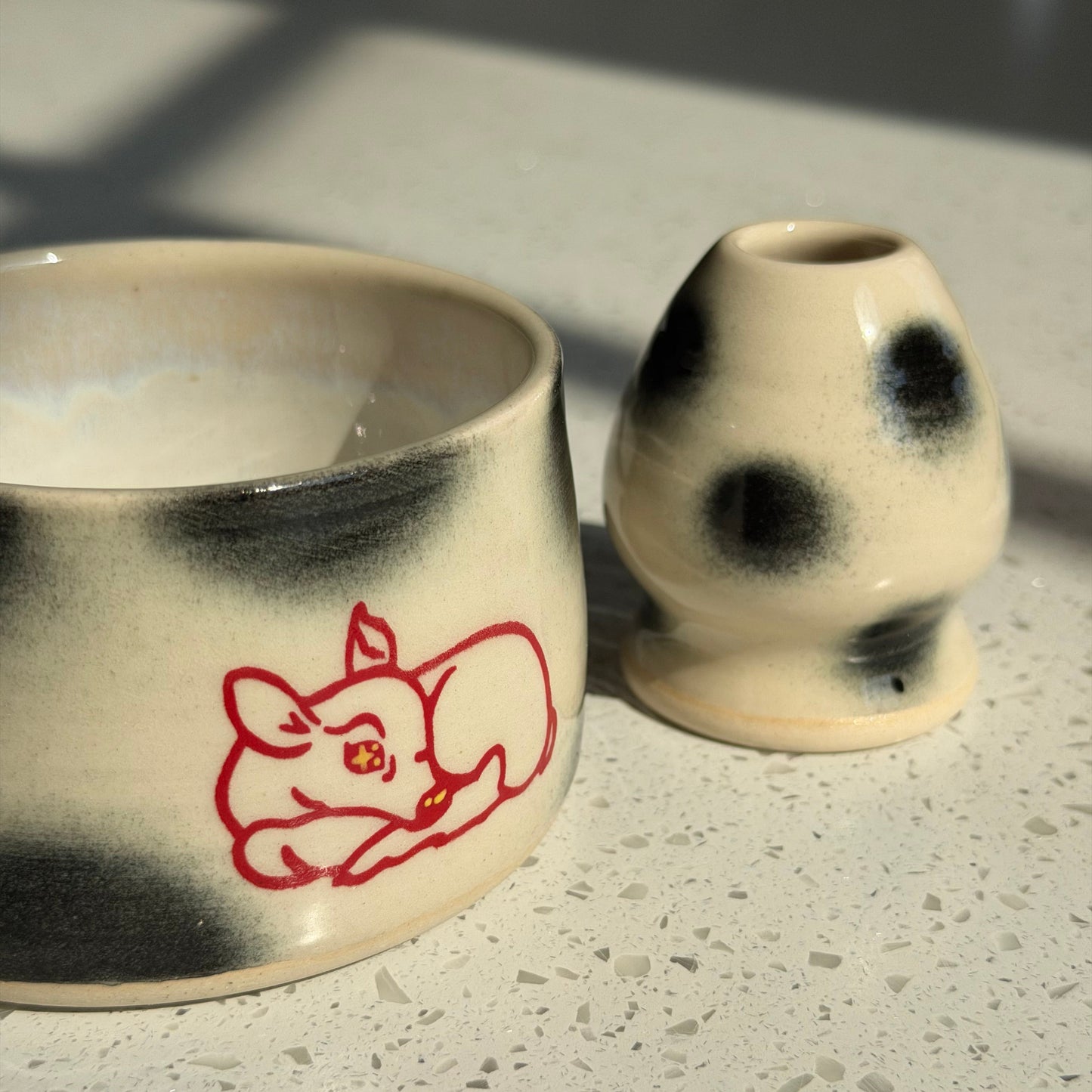 polka dot fawn matcha set