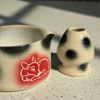 polka dot fawn matcha set