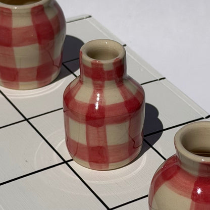 pink gingham mini vase
