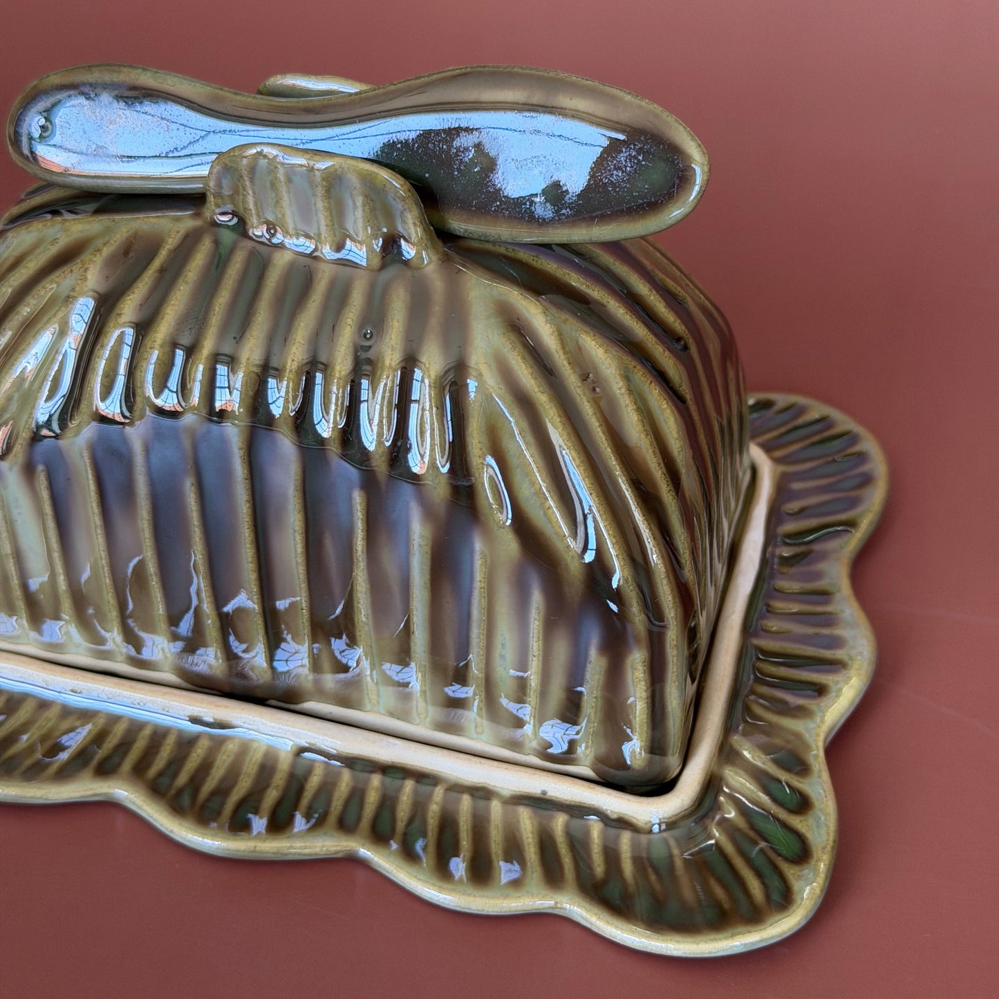 forest green butter dish *NOTE*