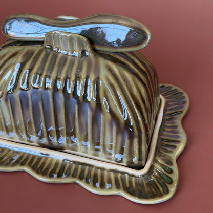 forest green butter dish *NOTE*