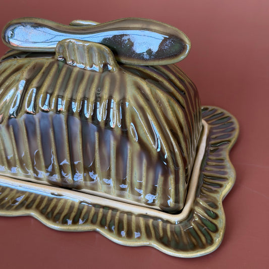 forest green butter dish *NOTE*