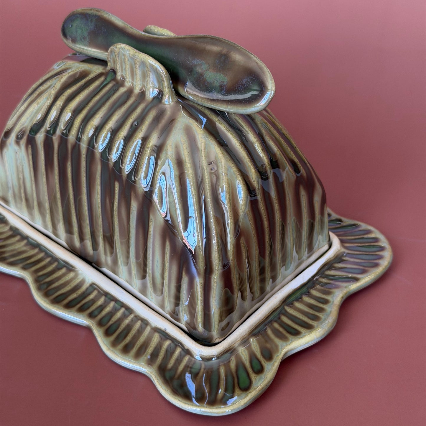 forest green butter dish *NOTE*