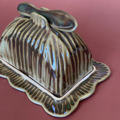 forest green butter dish *NOTE*