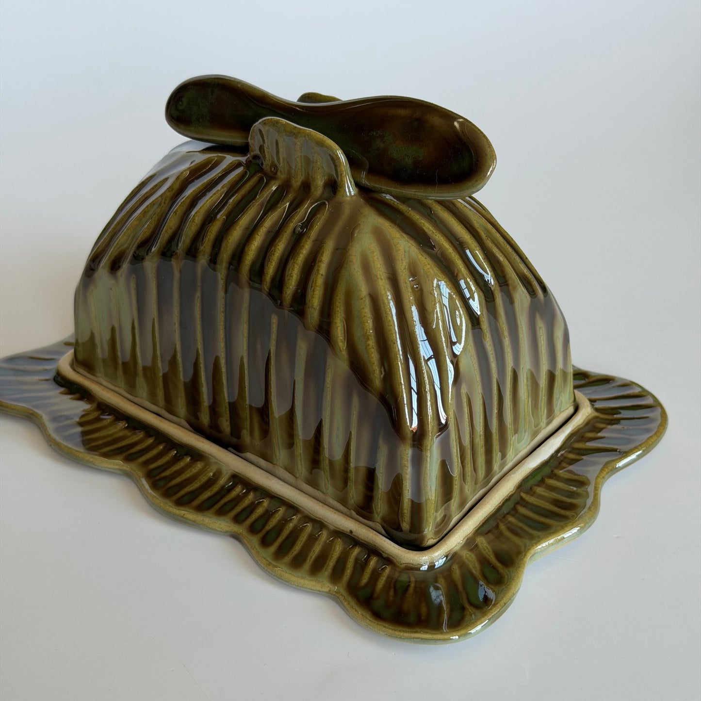 forest green butter dish *NOTE*