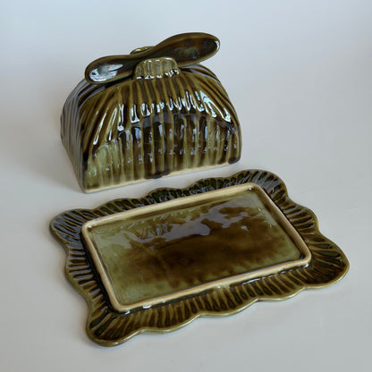 forest green butter dish *NOTE*