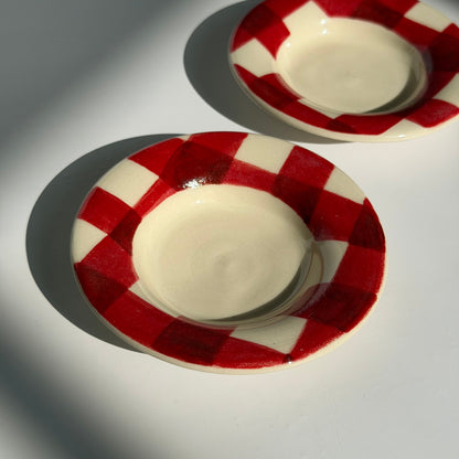red gingham trinket dish