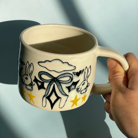 all-knowing bunny mug
